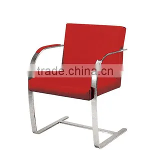 Replica Graceful European Design Stainless Steel Genuine Leather Brno Chair ByLudwing Mies Van Der Rohe for Office thumbnail-6