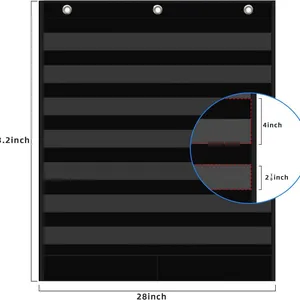 7+2 Pockets Standard Pocket Chart, Clear 7 Pockets Words Chart With 2 Extra Storage Pocket for Classroom Home Office Use, Sentence Strips thumbnail-3