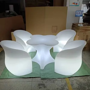European Style LED Illuminated Bar Table Set Luxury Plastic High Seat Furniture for Hotel Club Outdoor thumbnail-2