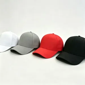 Custom Waterproof Laser Cut Camper Hat Cap Perforated Performance Golf Hat Breathable for Outdoor Running thumbnail-3