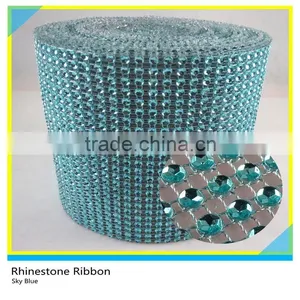 Orange Plastic Rhinestone Mesh 10 Yards 24 Rows Rhinestone Diamond Round Ribbon Roll thumbnail-2