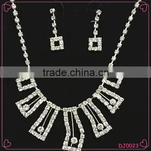2016 Luxury Wholese Silver Chain Designs Crystal Necklace Earring Set For Ladies thumbnail-1