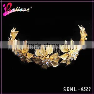 Indian Gold Hair Accessories Popular in Dubai Spike Hair Comb Flower Headband thumbnail-2