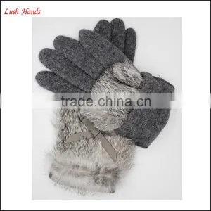 2016 Ladies Fingered Spandex Velvet Gloves With Lace Bow thumbnail-6