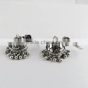 Dazzling Rava Work Jhumka ! Oxidized 925 Sterling Silver Earring, Online Silver Jewelry, Silver Jewelry Wholesaler thumbnail-5
