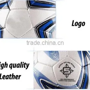 (120499)High Quality Shiny PU Leather Butyl Bladder Soccer Ball Big Blue Star Design Football Quality Choice thumbnail-4