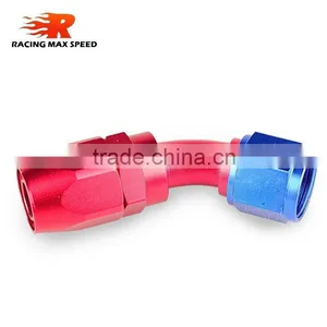 Aluminum Oil Cooler Fitting 45 Degree Resuable Fuel Line Hose End Fitting Adaptor Blue and Red 40-045-08 thumbnail-2