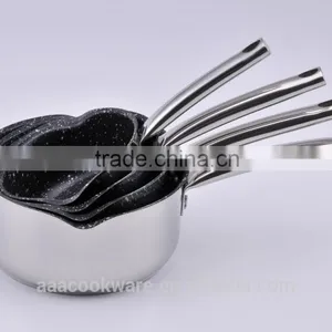 2015 New Item High Quality 18/8 Stainless Steel Milk Pot With Marble Coating For Induction Cooker thumbnail-1
