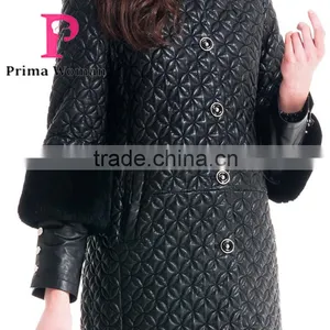 Winter Women Medium Length Embroidered Coat With Detachable Beaver Rabbit Skin Hat Overcoat thumbnail-6