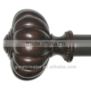 Home Decor Classic Mahogany Pumpkin Ball Curtain Rod Set thumbnail-1