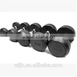 2015 Hot Sale Deluxe Whole Shaping Color PU Urethane Dumbbell With Stainless Steel Plating Knurled Handle thumbnail-1