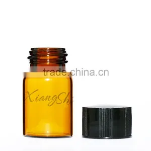 10ml 20ml Amber Round Vial Bottle With Inner and Black Cap thumbnail-1