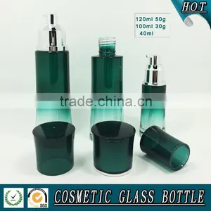 Green Coloured Cosmetic Glass Bottle and Cosmetic Glass Jar thumbnail-3