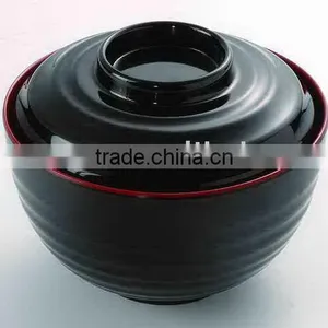 Good Quality Black Melamine Soup Salad Bowl With Cover thumbnail-1