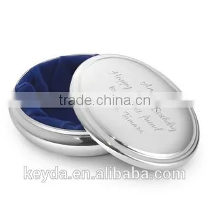 Metal Jewelry Boxes Material Jewelry Round Keepsake Box thumbnail-2