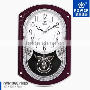Plastic Case Decorative Pendulum Multifunction Old Style Wall Clock With 18 Music For Chiming And Sweep Quartz Movement thumbnail-1