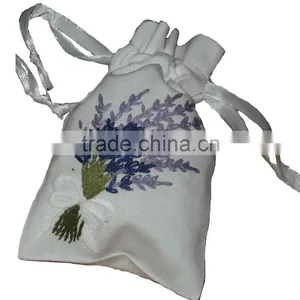 Hand Embroidered Lavender Sachet/bag/pillow-floral Embroidery thumbnail-1