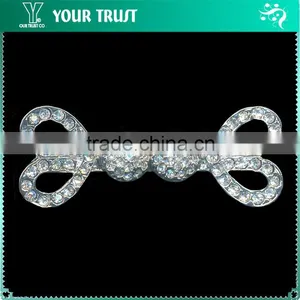 6MM 2MM Clear Cystal Rhinestone Wedding Garment Rhodium Metal Pair Buckle thumbnail-3