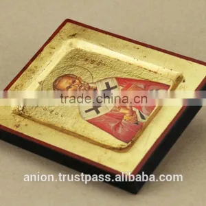 Greek & Russian Orthodox Wooden Icon. St. Nicolas thumbnail-5