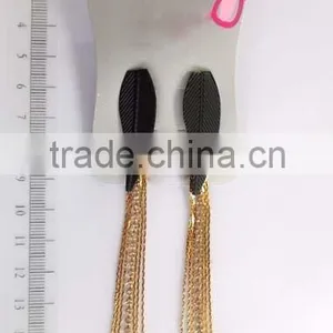 Fancy Black Metal Leaves With Rhinestone Dangle Earring thumbnail-1