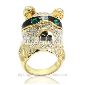 Hot Kingman Lovely Pig Rings Crystal Jewelry for Girls thumbnail-1