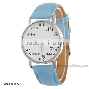 Creative Personalized Mathematical Formula Pink Leather Wrist Watch thumbnail-2