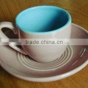Glazed Stoneware Coffee Cup and Saucer thumbnail-1