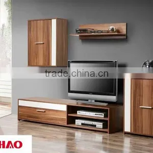 TV-2324 High Gloss TV Stand Cabinet With Wood Veneer thumbnail-1