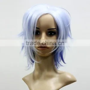 Blue Short Hair Wig 150% Density European Hair Full Lace Kinky Straight Wig thumbnail-2