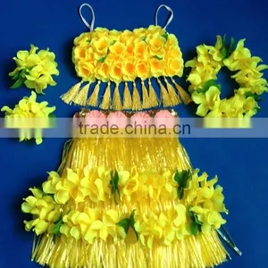 2014 New Fashion Hawaiian Hula Skirts With Flower Trim thumbnail-1