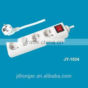 Electric Socket With Plug Hot French Style 4 Way Electric Extensionsocket With Switch thumbnail-1