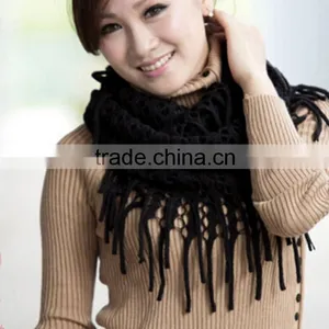 Winter Warm Fashion Women Knitted Tassels Shawl Scarf Candy Color Women Ring Scarf thumbnail-6