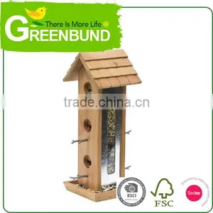 Bird House With Solar Light Small Wood Craft Wild Bird Care thumbnail-1