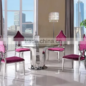 Innovative Design Stainless Steel Legs 12 Thickness Tempered Glass Dining Table thumbnail-5