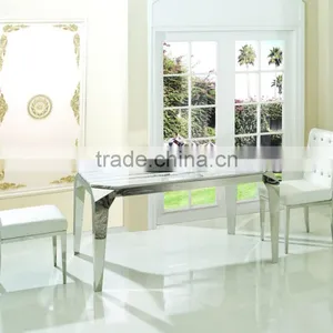 TH335 Small Size Stainless Steel Frame Modern Dining Table thumbnail-1