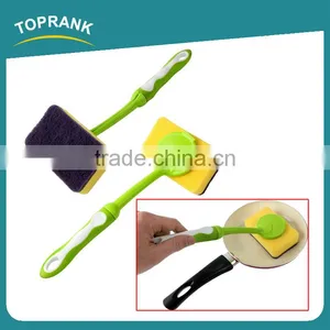 Toprank Durable Super Decontamination Kitchen Sponge Brush Dish Pan Cleaning Non-scratch Sponge Scouring Pad With TPR Handle thumbnail-1