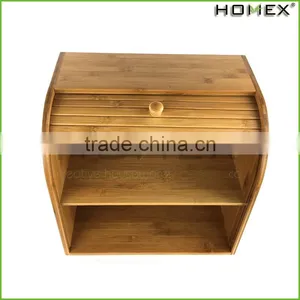 Bamboo Kitchen Double Bread Box With Lid Homex-BSCI thumbnail-1