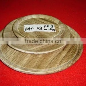 Handmade Antique Round Wooden Plate Wholesale thumbnail-1