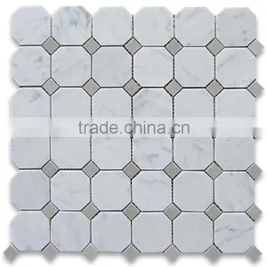 MM-CV327 Hot Product Indoor Decor Natural Stone Octagon White Marble Mosaics thumbnail-1