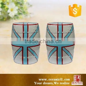 Great Britain National Flag Style Painted Navy Blue Garden Stool thumbnail-1