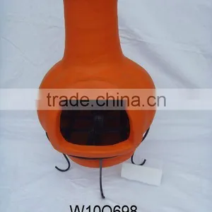 Orange Chimney With Metal Stand, Fire Shelf and Lid thumbnail-1