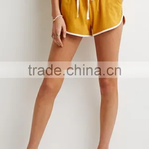 High Waist Women Sport Shorts 100% Cotton Striped Elasticized Drawstring Waist Polyester Spandex Shorts thumbnail-4