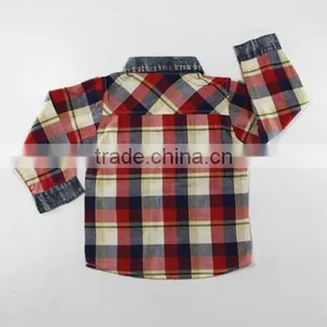 2016 New Design Boy's Shirt /100% Cotton Paid Shirt/denim Stitching thumbnail-5