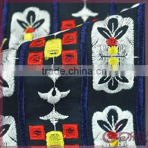 Colorful China Design Shining Poly Embroidery Cotton Lace Fabric for Dress/ Tops thumbnail-4