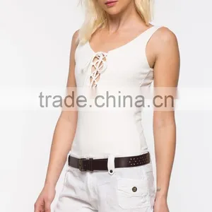 Summer Nice Design Women White Belted Linen Shorts Wholesale thumbnail-1