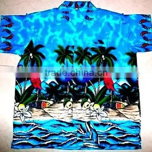 Macau Parrot on Cocunut Palm Hawaiian Shirts thumbnail-5