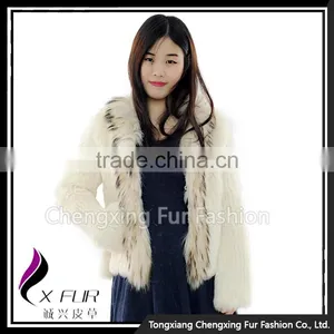 CX-G-A-95C Flower Pattern Genunie Rabbit Fur Jacket thumbnail-2