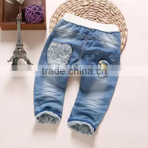 Cheap Wholesale Winter Thick Warm Kids Denim Jeans Pants New Style Kids Girls Jeans Pants thumbnail-2