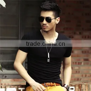 Mens Flocking Printing v Neck Type t Shirt thumbnail-1