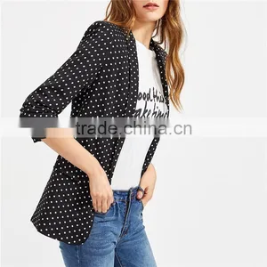 2018 Fall and Winter Newest Style Fitted Polka Dot Open Front Blazer thumbnail-4